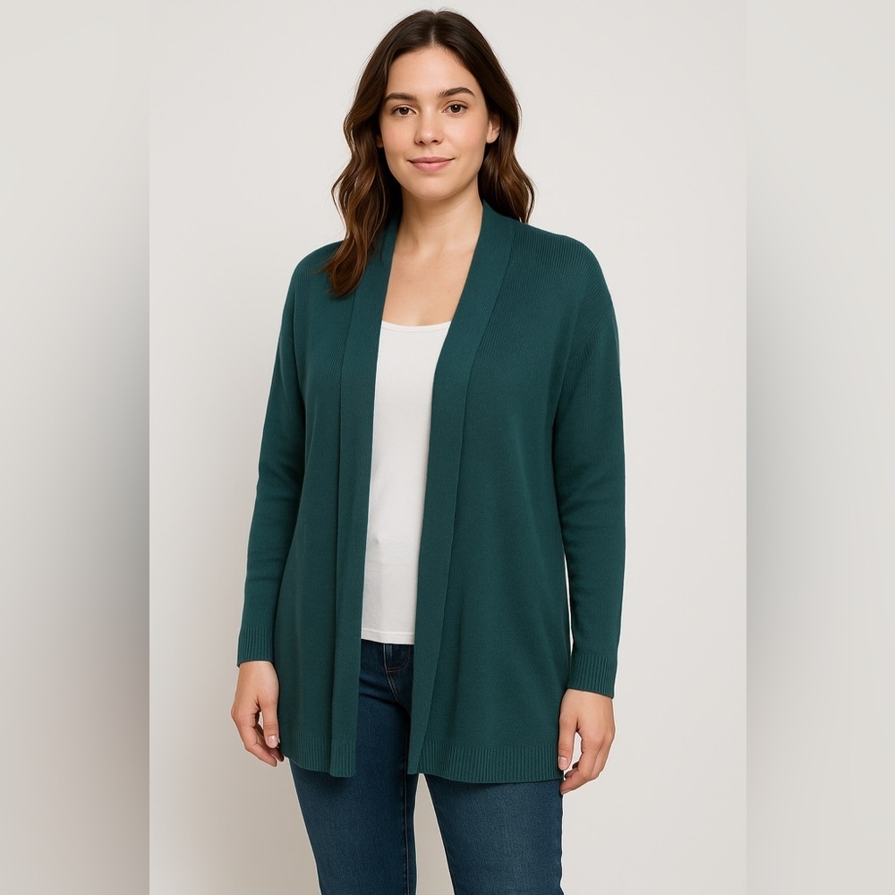 New York & Company Teal Open Front Cardigan